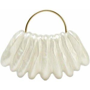 Pearl Acrylic Crossbody Bag for Women Shell Wedding Clutch with Removable Chain